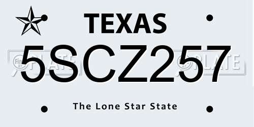5SCZ257 Texas License Plate