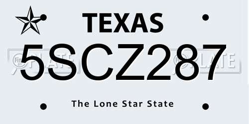 5SCZ287 Texas License Plate