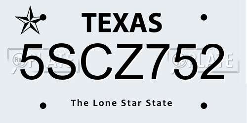 5SCZ752 Texas License Plate