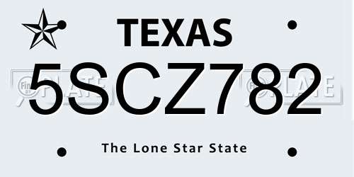 5SCZ782 Texas License Plate