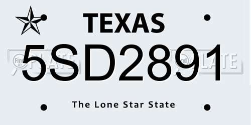5SD2891 Texas License Plate