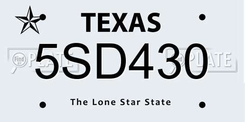 5SD430 Texas License Plate