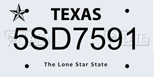 5SD7591 Texas License Plate