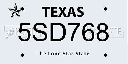 5SD768 Texas License Plate