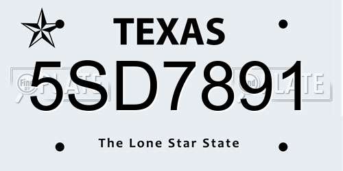 5SD7891 Texas License Plate