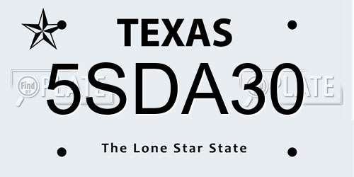 5SDA30 Texas License Plate