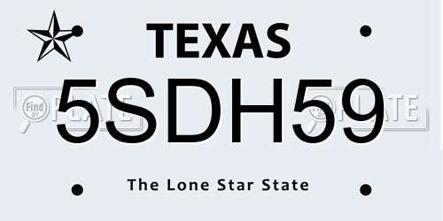 5SDH59 Texas License Plate