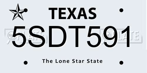 5SDT591 Texas License Plate