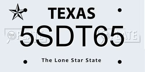 5SDT65 Texas License Plate