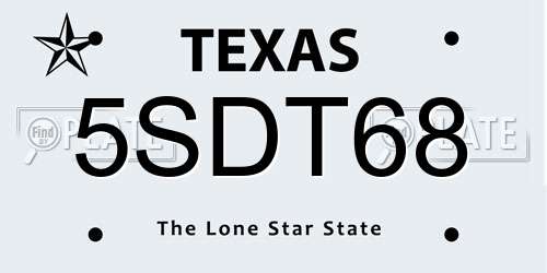 5SDT68 Texas License Plate