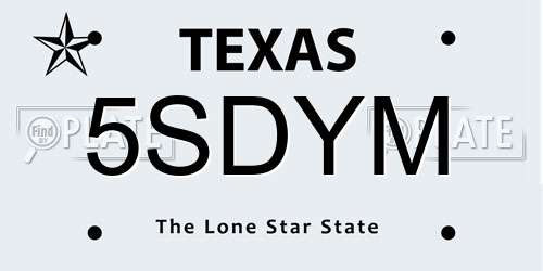5SDYM Texas License Plate