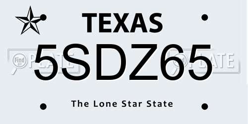 5SDZ65 Texas License Plate