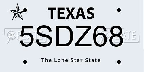 5SDZ68 Texas License Plate