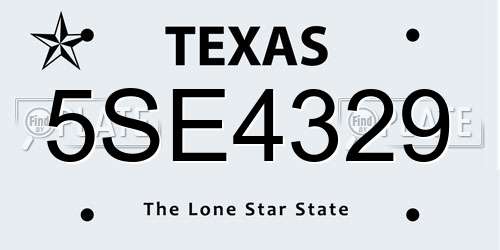 5SE4329 Texas License Plate