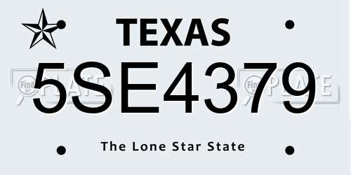 5SE4379 Texas License Plate