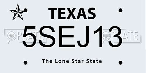 5SEJ13 Texas License Plate