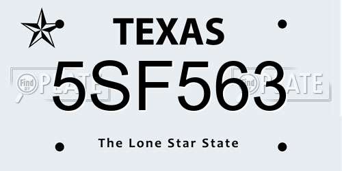 5SF563 Texas License Plate