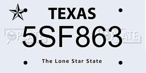 5SF863 Texas License Plate