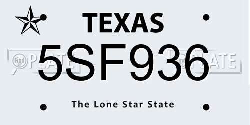 5SF936 Texas License Plate