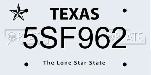 5SF962 Texas License Plate