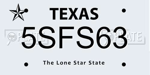 5SFS63 Texas License Plate