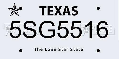 5SG5516 Texas License Plate