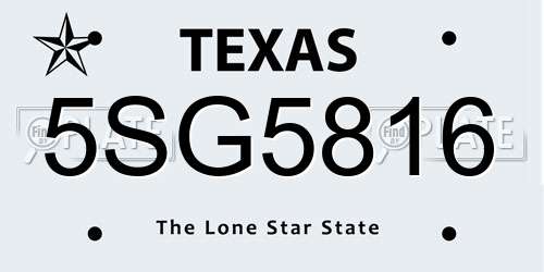 5SG5816 Texas License Plate