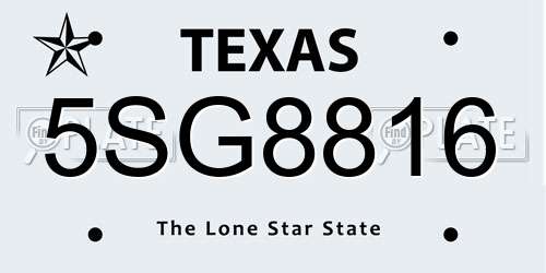 5SG8816 Texas License Plate