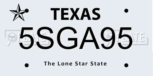 5SGA95 Texas License Plate