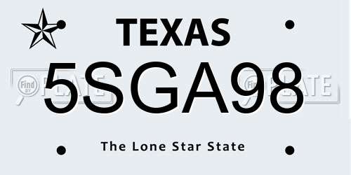 5SGA98 Texas License Plate