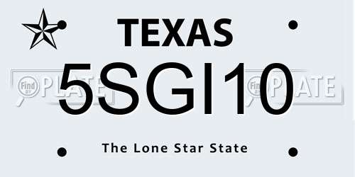 5SGI10 Texas License Plate