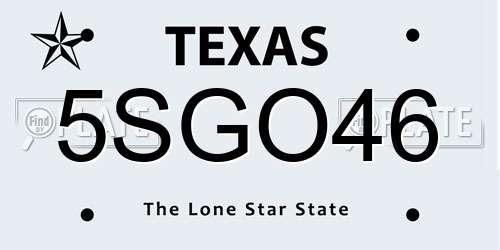 5SGO46 Texas License Plate