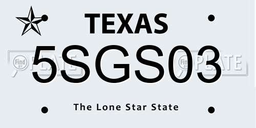 5SGS03 Texas License Plate