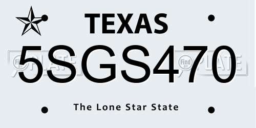 5SGS470 Texas License Plate
