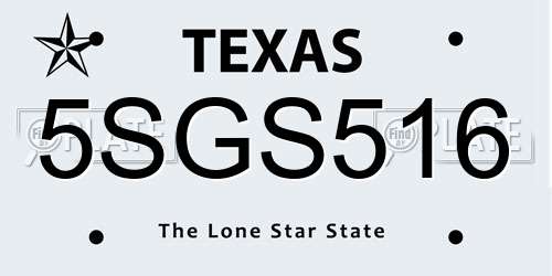 5SGS516 Texas License Plate
