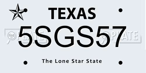 5SGS57 Texas License Plate