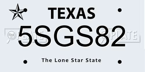 5SGS82 Texas License Plate