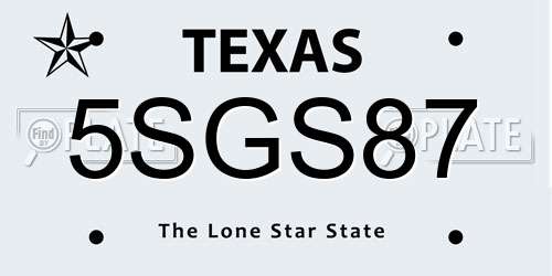 5SGS87 Texas License Plate