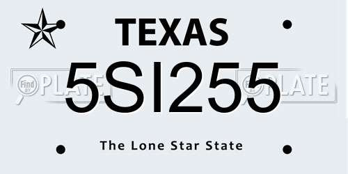 5SI255 Texas License Plate