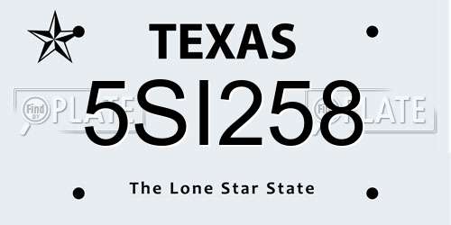 5SI258 Texas License Plate