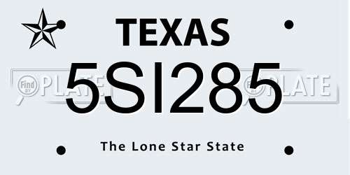 5SI285 Texas License Plate