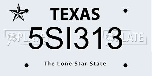 5SI313 Texas License Plate