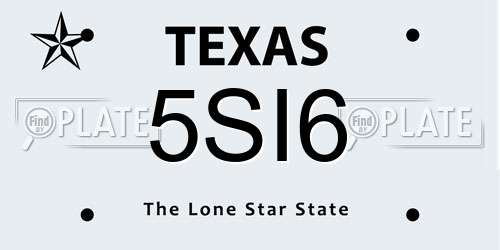5SI6 Texas License Plate