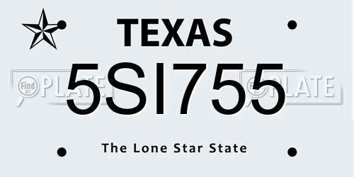 5SI755 Texas License Plate