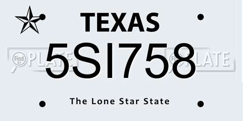 5SI758 Texas License Plate
