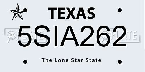 5SIA262 Texas License Plate