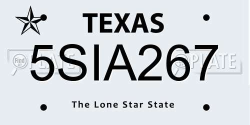 5SIA267 Texas License Plate