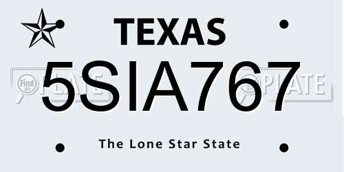 5SIA767 Texas License Plate