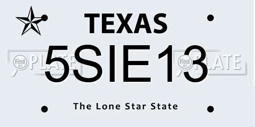 5SIE13 Texas License Plate