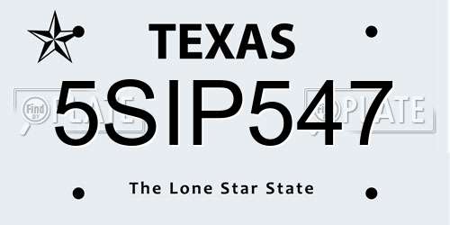 5SIP547 Texas License Plate
